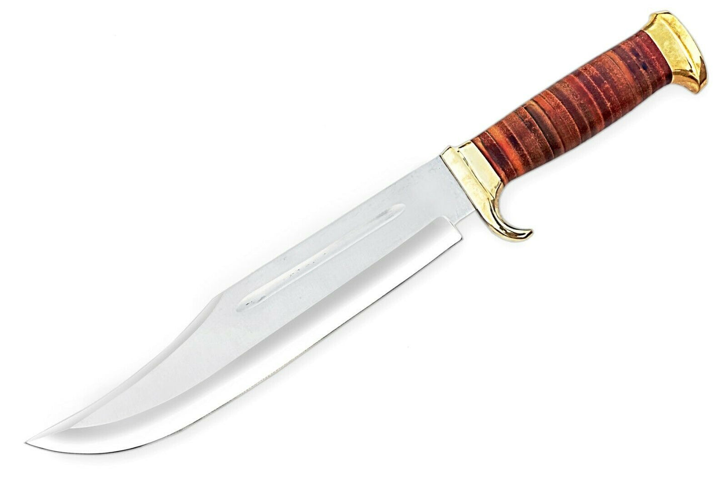 Handmade Bowie Knife, High Carbon Steel, Leather & Brass Handle With Sheath 46cm