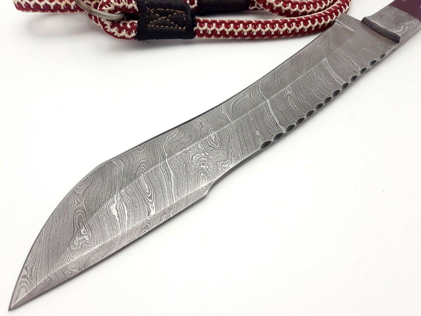 Hand Forged Damascus Utility Fixed Blade Machete Knife Full Tang handle 38cm