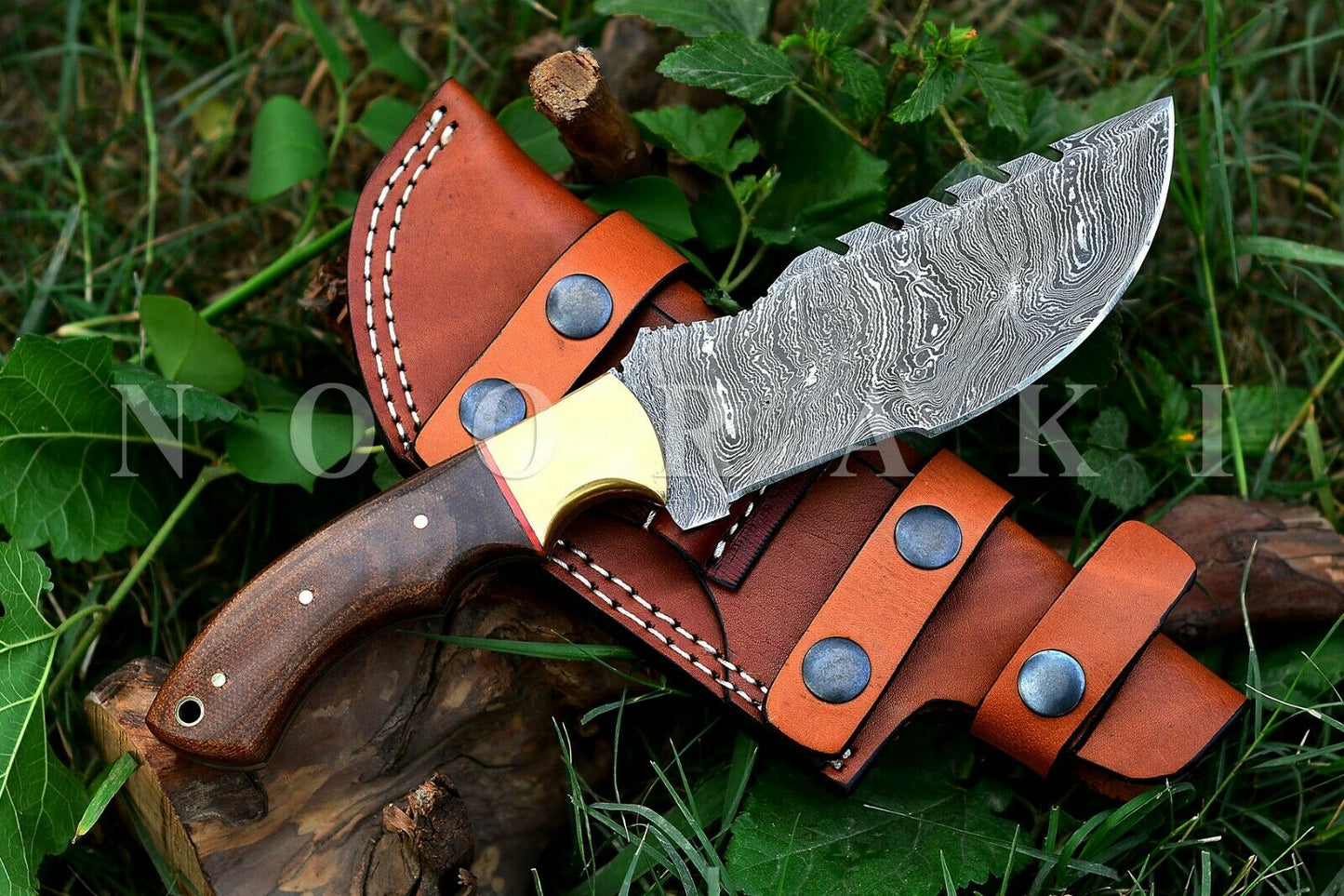 Handmade Damascus Tracker Hunting,Camping,Bushcraft Knife, W/Sheath Full Tang 11