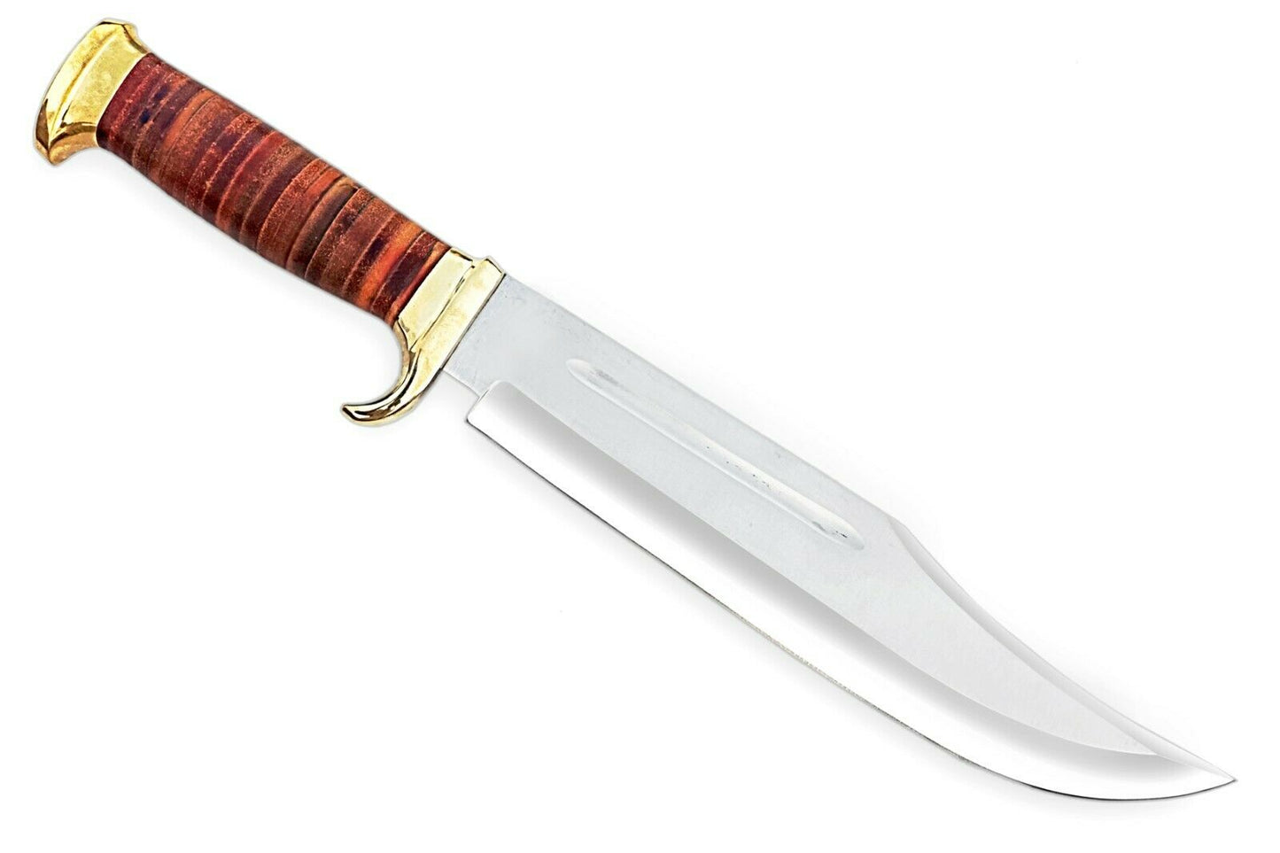 Handmade Bowie Knife, High Carbon Steel, Leather & Brass Handle With Sheath 46cm