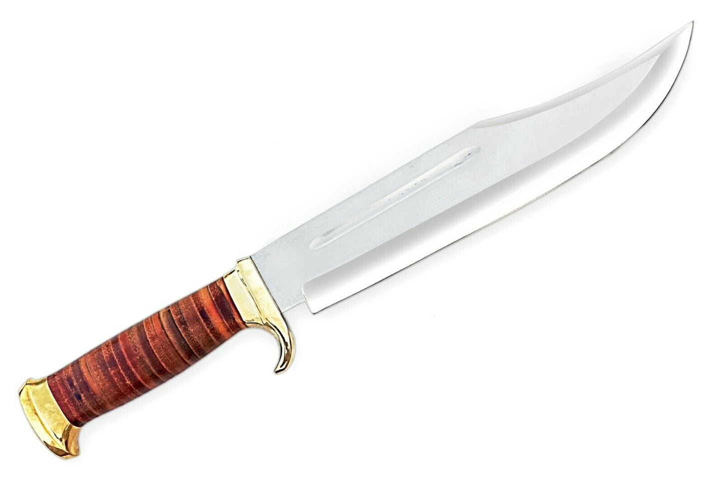 Handmade Bowie Knife, High Carbon Steel, Leather & Brass Handle With Sheath 46cm