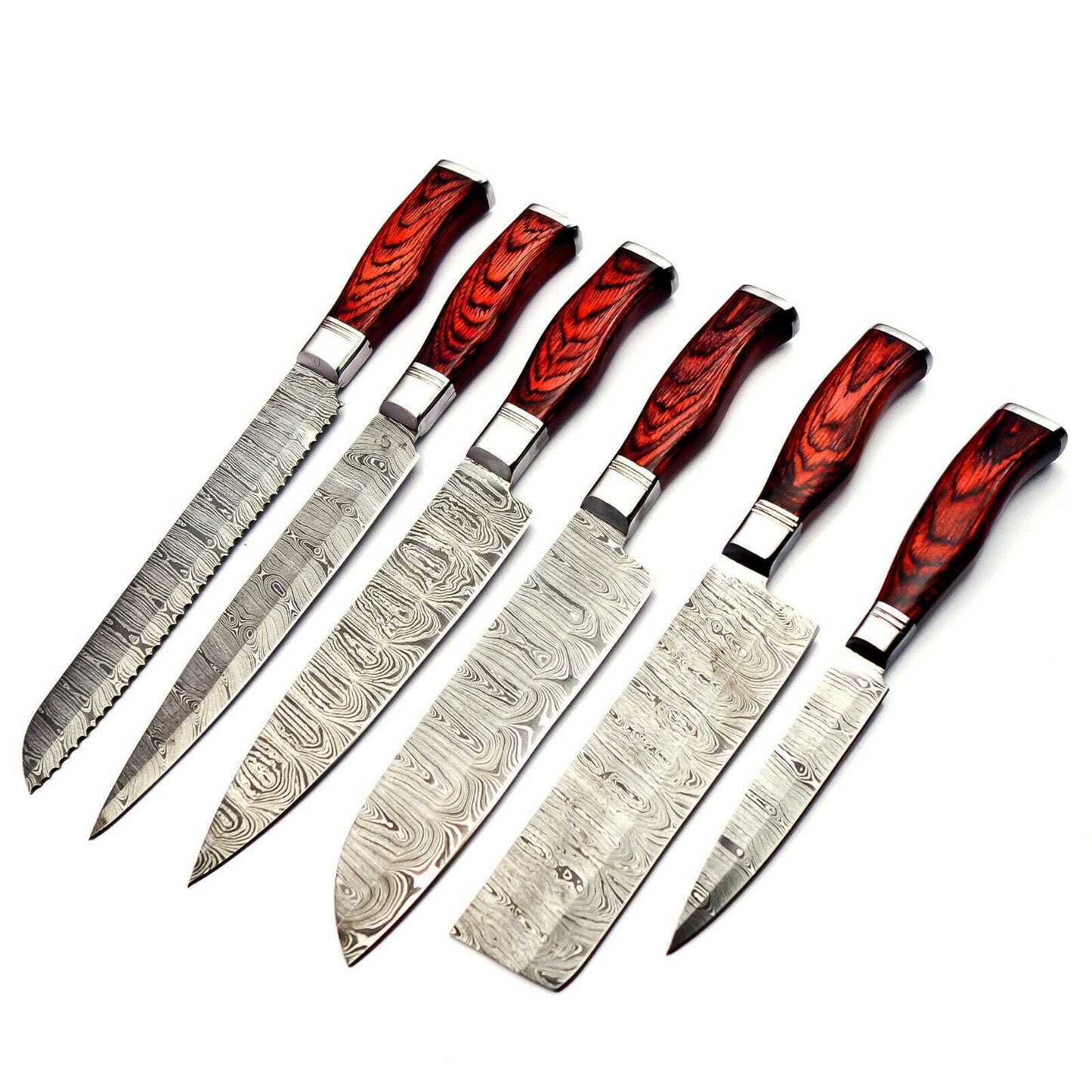 Professional Handmade Kitchen/Chef's Knives Set Damascus Steel with leather case