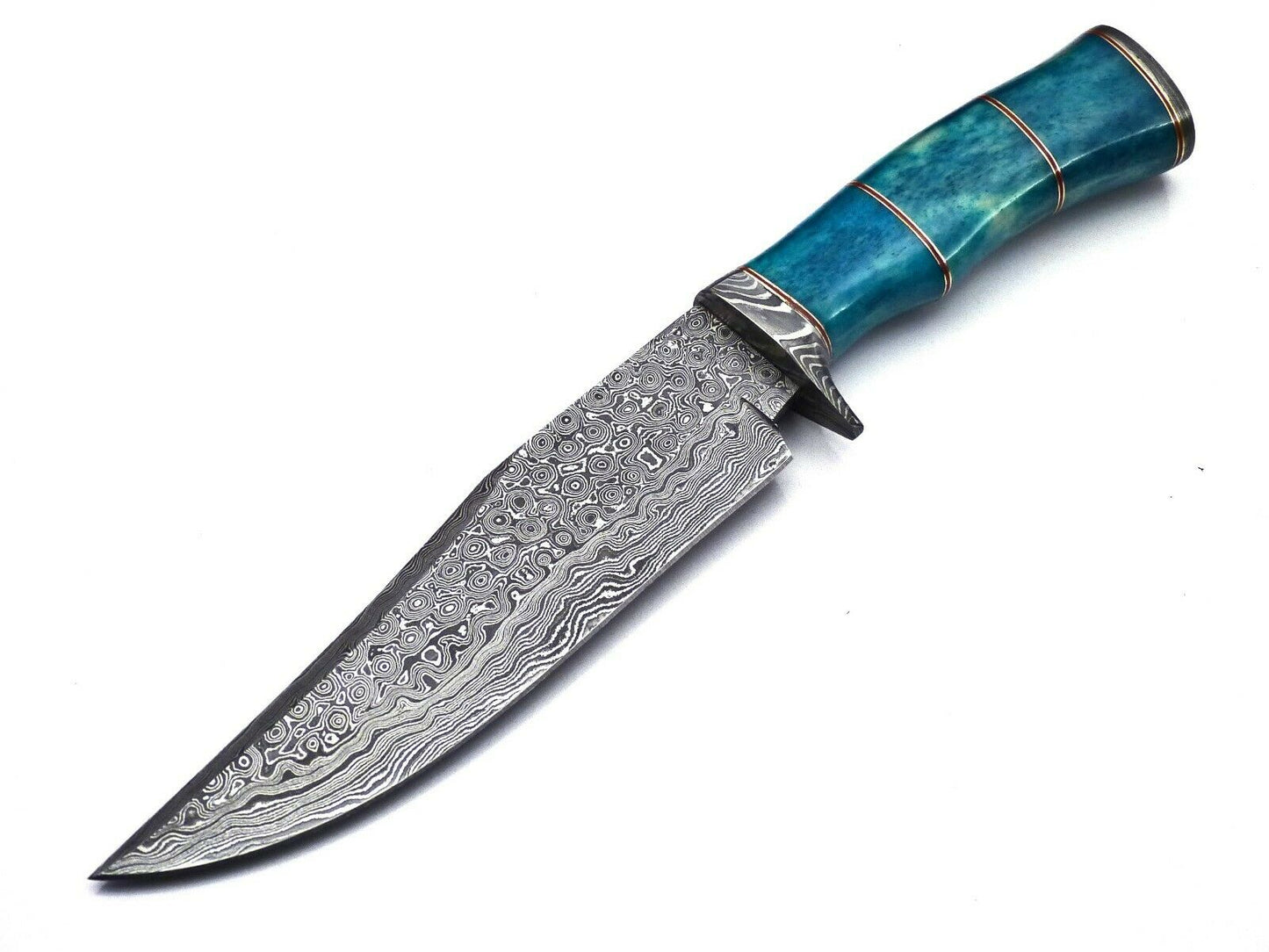 Handmade Damascus Bowie Knife 12.5 Inches 167 Layers Hammer Finished Bone Handle