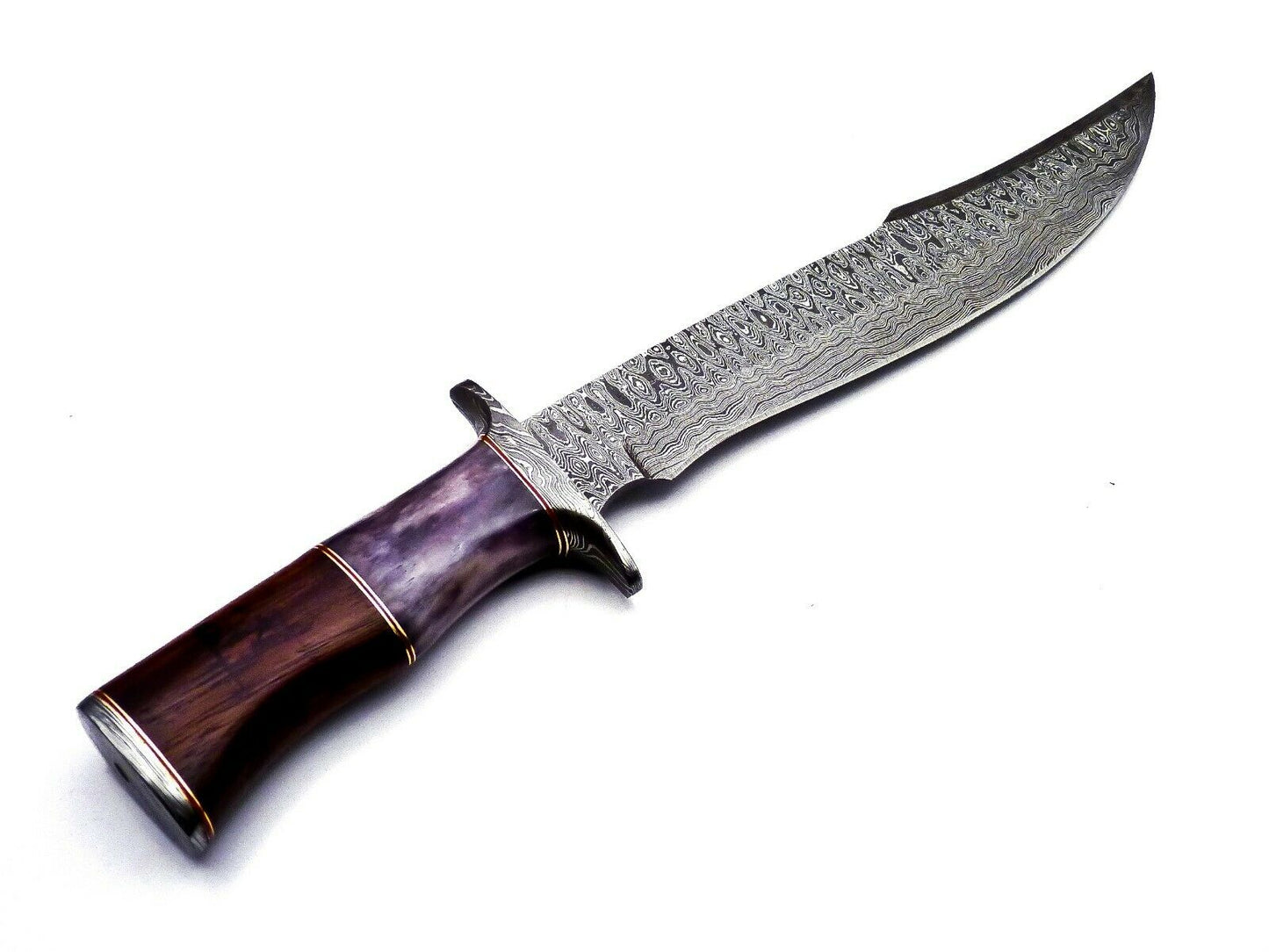 Handmade Damascus Steel 15 Inches Bowie Knife - Solid Marindi Wood/Bone Handle