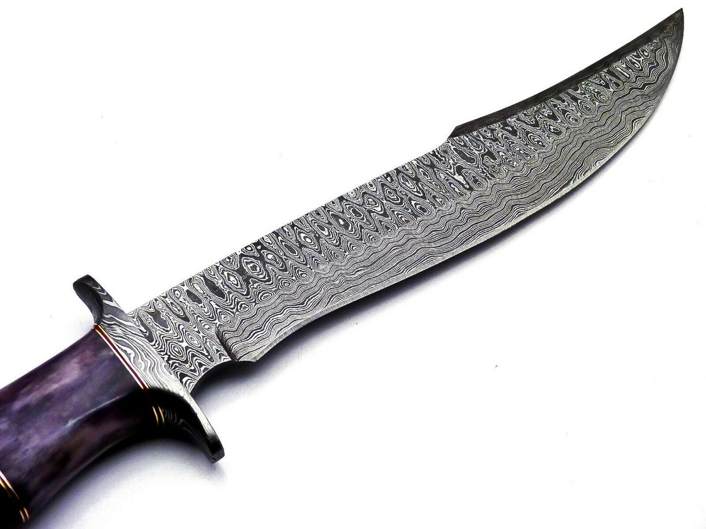 Handmade Damascus Steel 15 Inches Bowie Knife - Solid Marindi Wood/Bone Handle