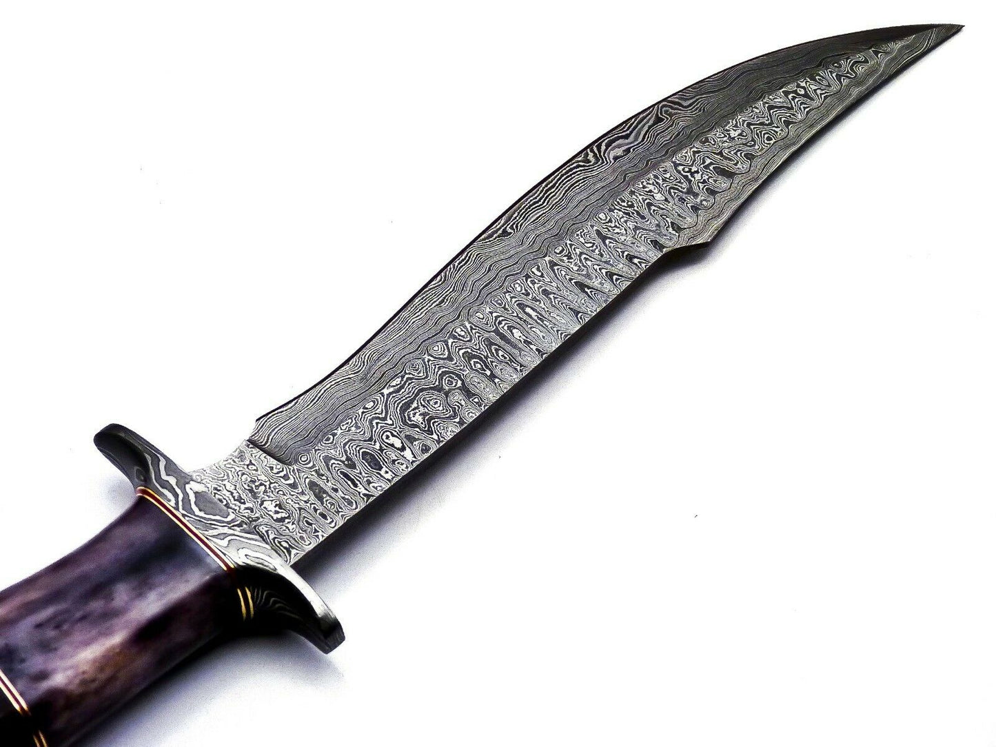 Handmade Damascus Steel 15 Inches Bowie Knife - Solid Marindi Wood/Bone Handle