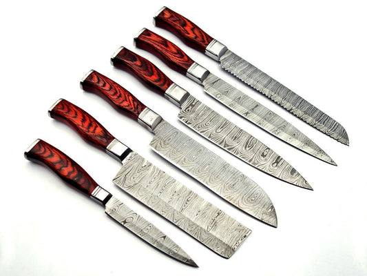 Professional Handmade Kitchen/Chef's Knives Set Damascus Steel with leather case