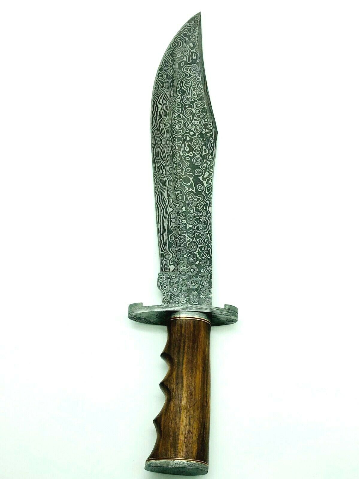 Handmade Damascus Steel 15 Inches Bowie Knife- Solid Wood Handle, W/ Sheath