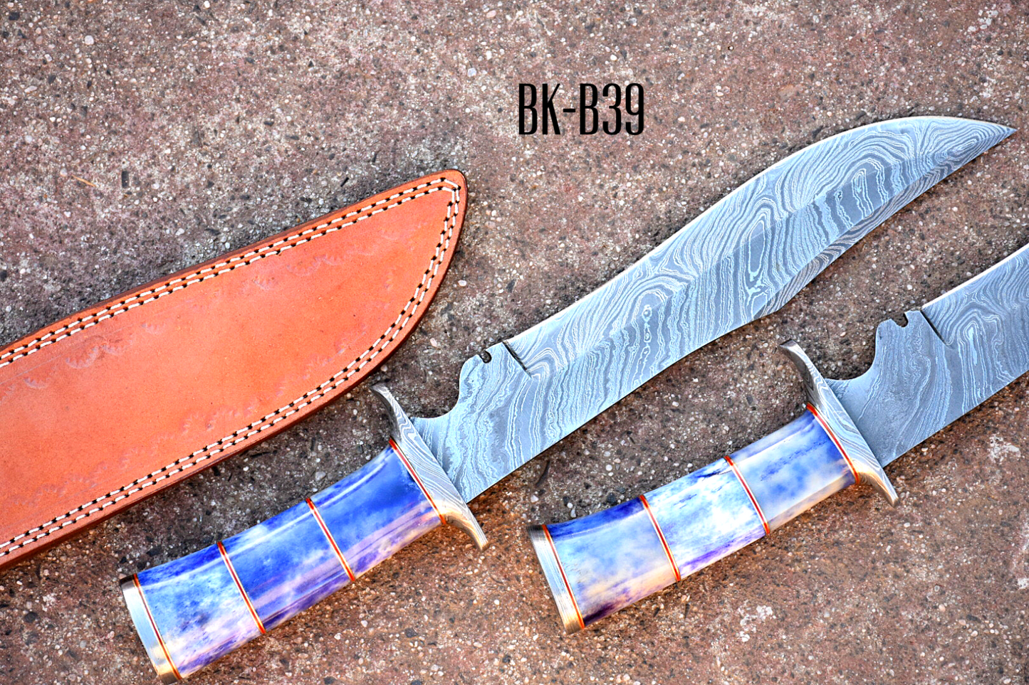 Handmade Damascus Bowie Knife 15 Inches 256 Layers Hammer Finished Bone Handle