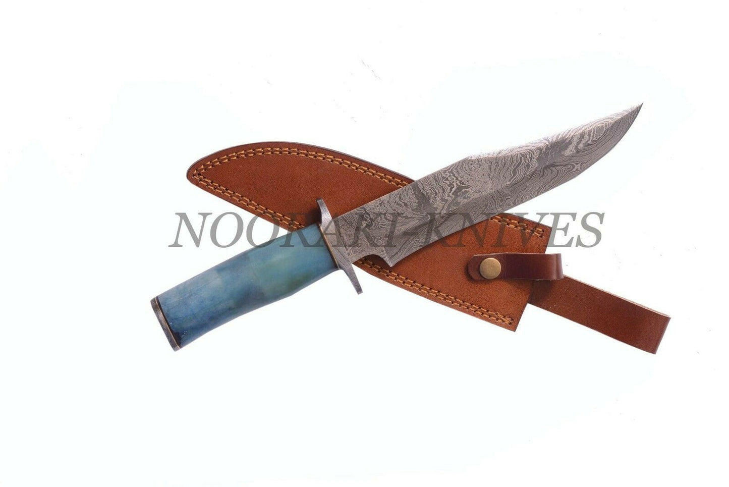 Handmade Damascus Bowie knife Twisted Pattern on sharp Blade Tinted Camel Bone