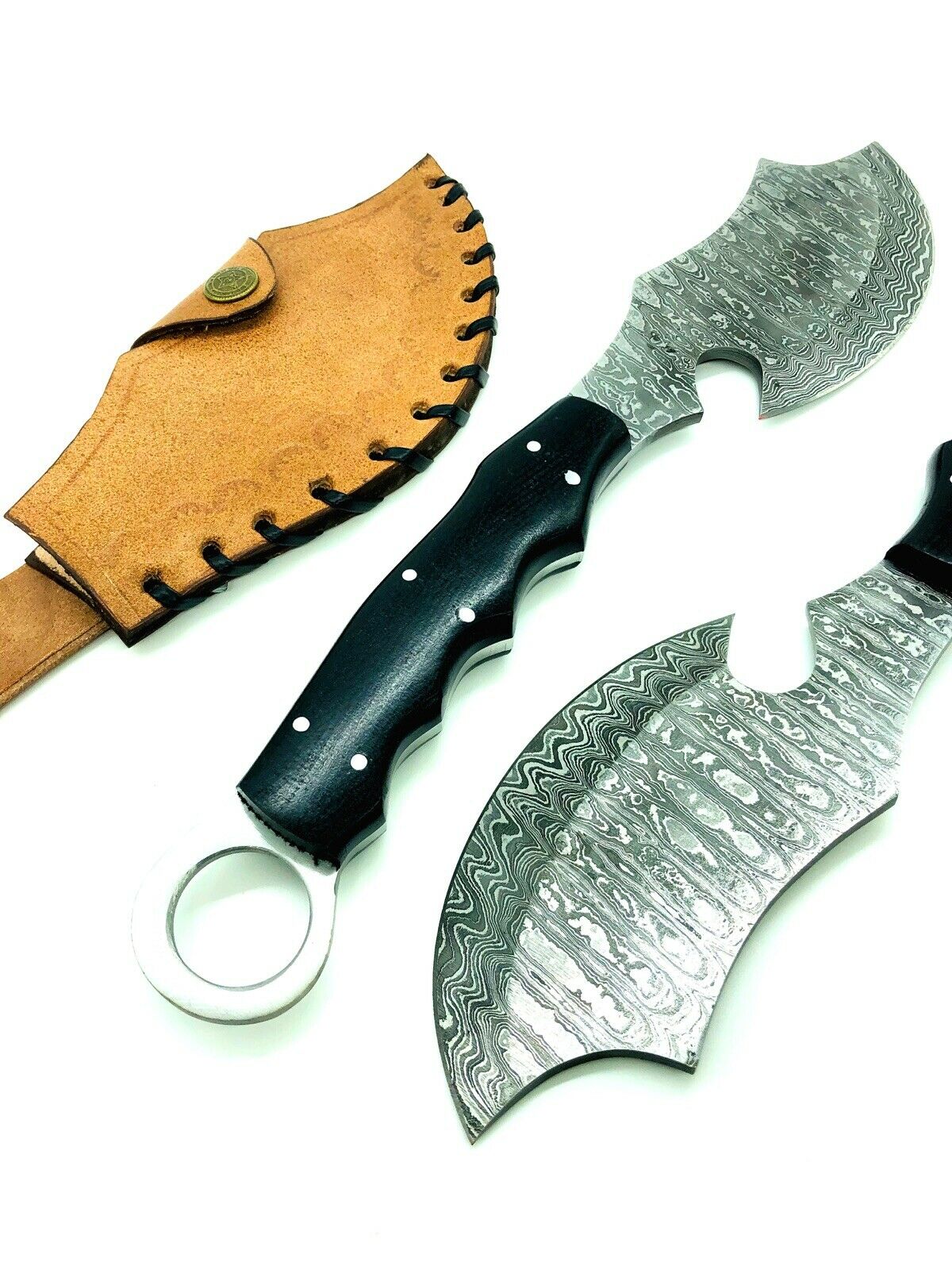 Handmade Damascus Steel Mini Hatchet/ Axe-Functional-Hiking-Camping- With Sheath