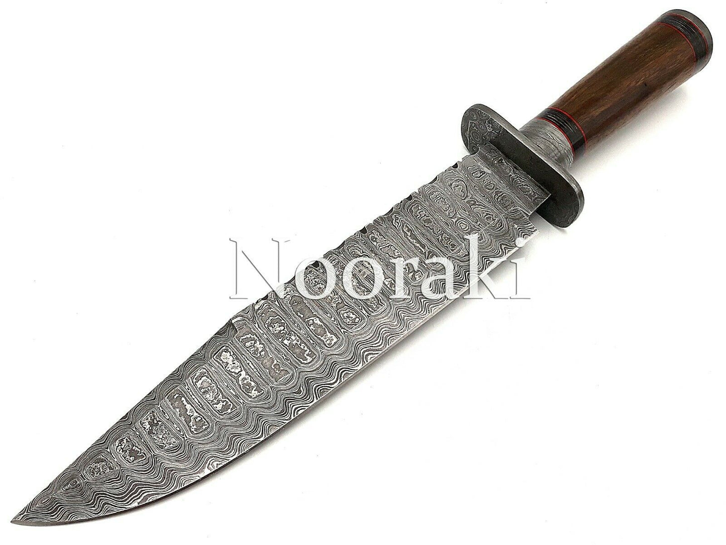 Handmade Damascus Bowie 16 Damascus Guard Wood Handle With Leather Sheath