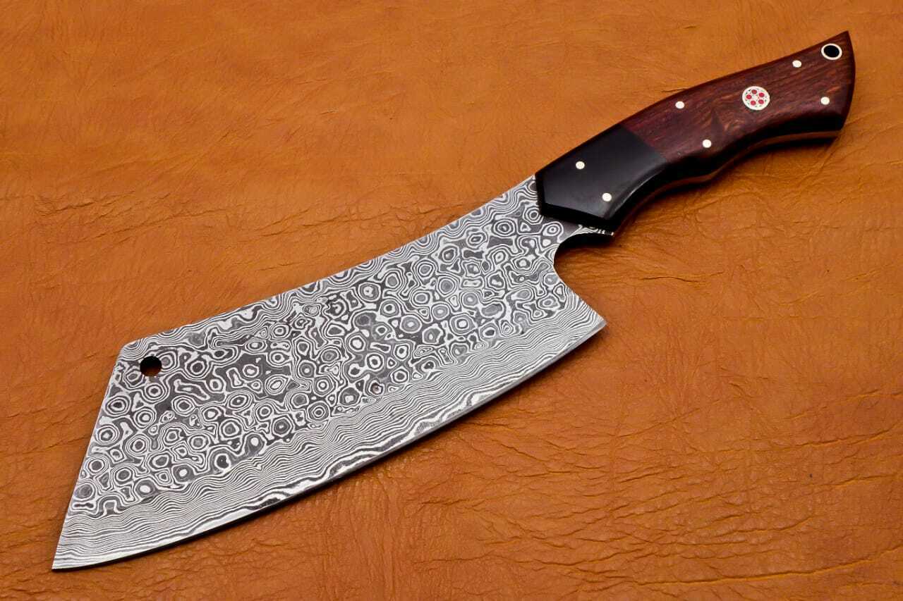 Handmade Damascus chef cleaver 256 layers With Leather Sheath Full Tang, Ck106