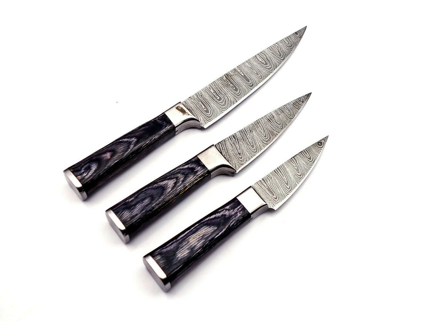 Handmade Kitchen/Steak Knife Set Damascus Steel 256 layers W/ Leather Bag Sharp