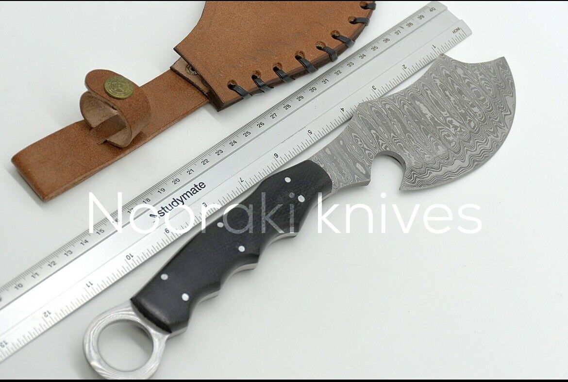 Handmade Damascus Steel Mini Hatchet/ Axe-Functional-Hiking-Camping- With Sheath