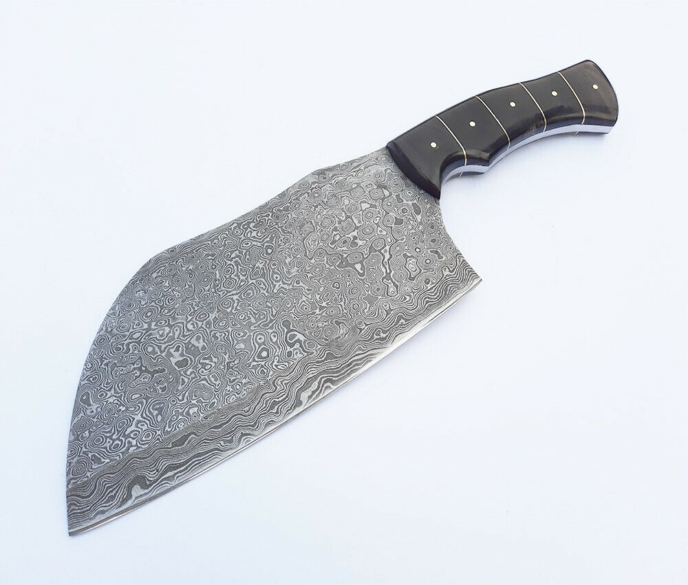 Hand Forged Multi Layers Damascus Steel Chef's Cleaver Full Tang, Sharp W/Sheath