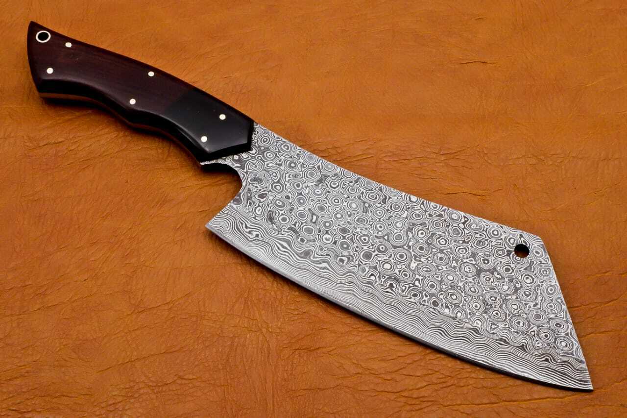 Handmade Damascus chef cleaver 256 layers With Leather Sheath Full Tang, Ck106