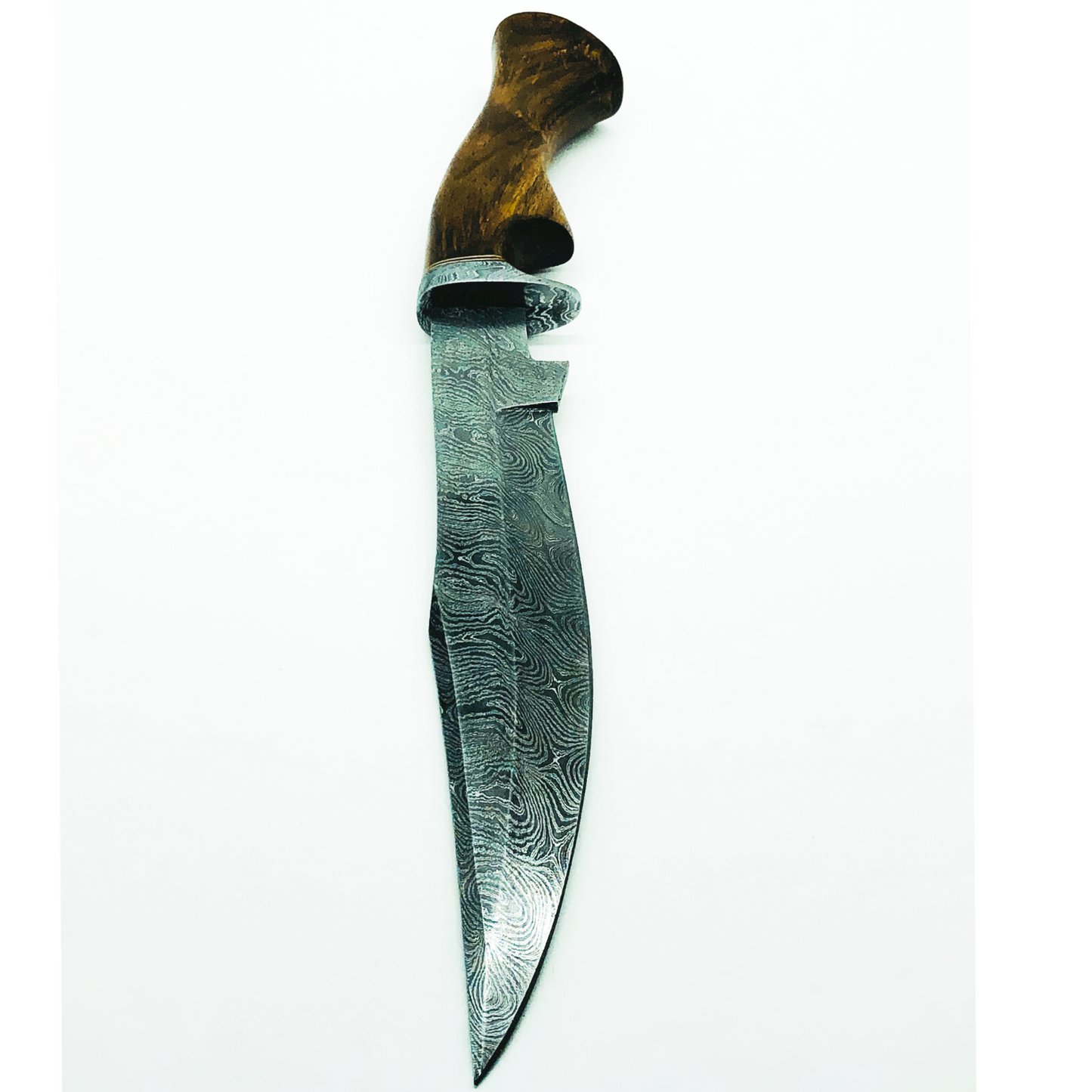 "Exquisite 15-Inch Handmade Damascus Steel Bowie Knife with Rosewood Handle and Leather Sheath"