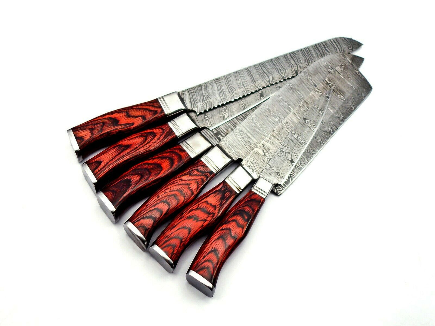 Professional Handmade Kitchen/Chef's Knives Set Damascus Steel with leather case