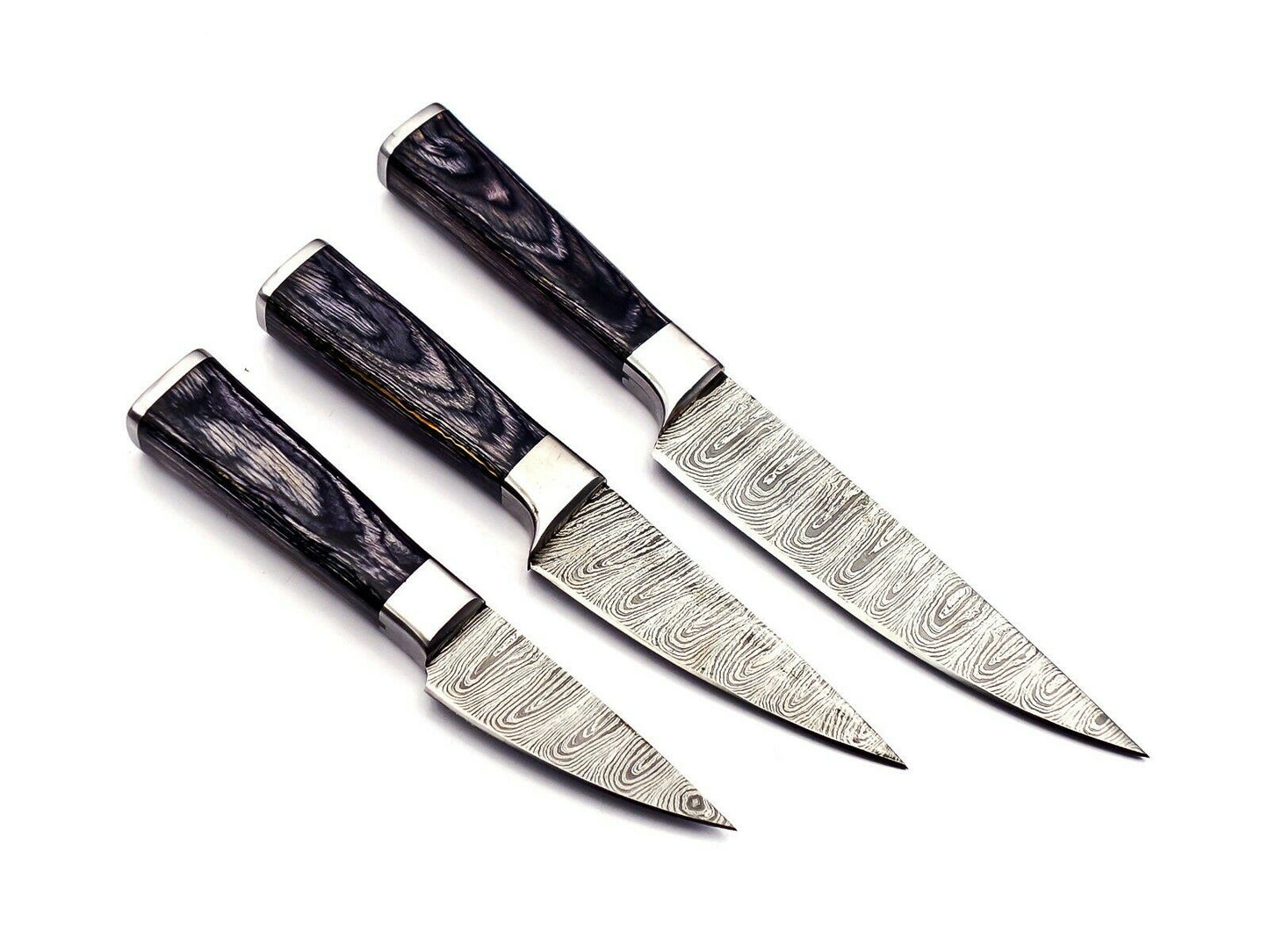 Handmade Kitchen/Steak Knife Set Damascus Steel 256 layers W/ Leather Bag Sharp