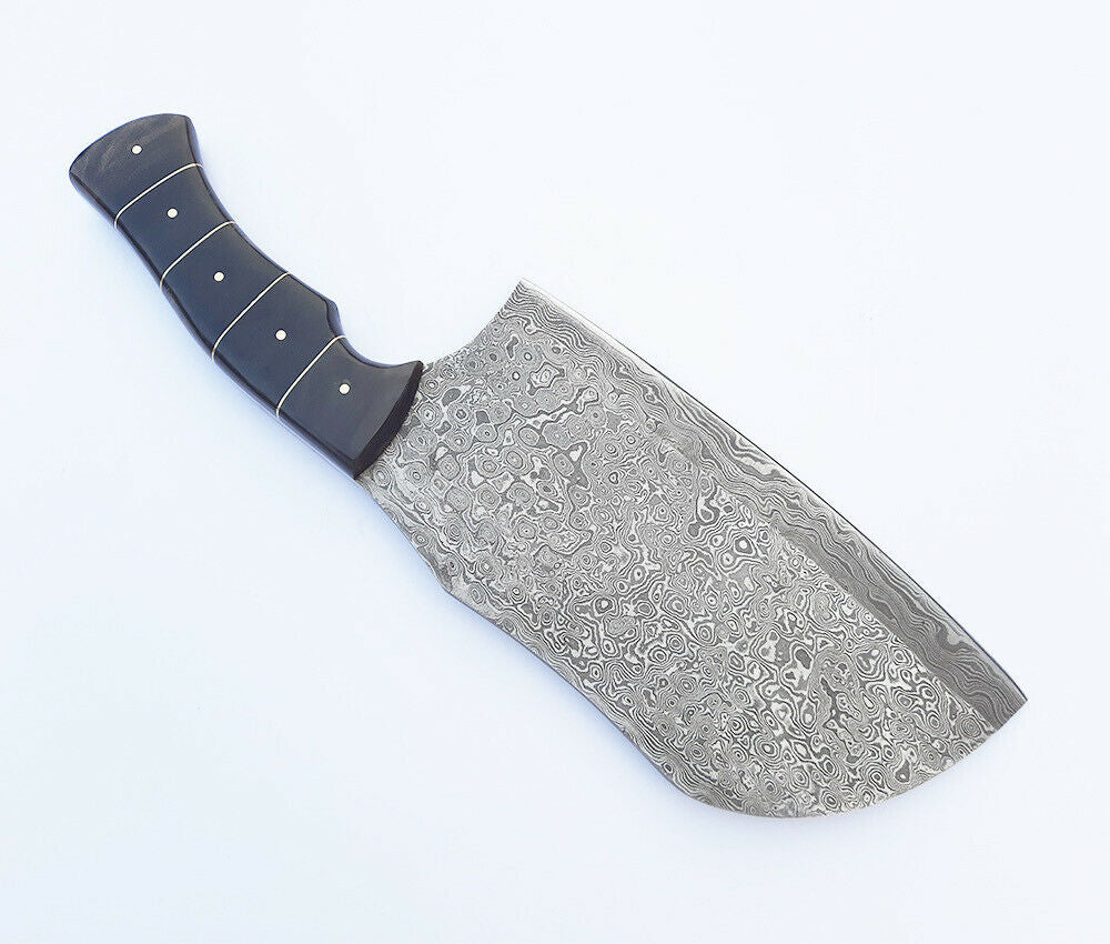 Hand Forged Multi Layers Damascus Steel Chef's Cleaver Full Tang, Sharp W/Sheath