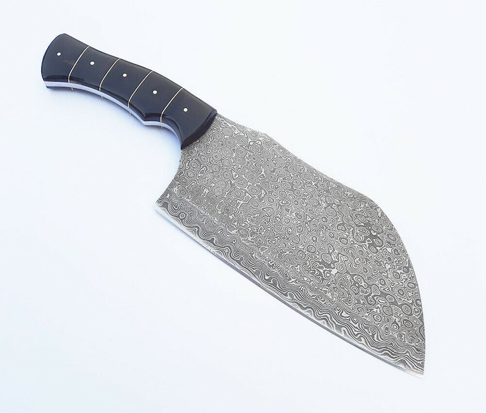 Hand Forged Multi Layers Damascus Steel Chef's Cleaver Full Tang, Sharp W/Sheath