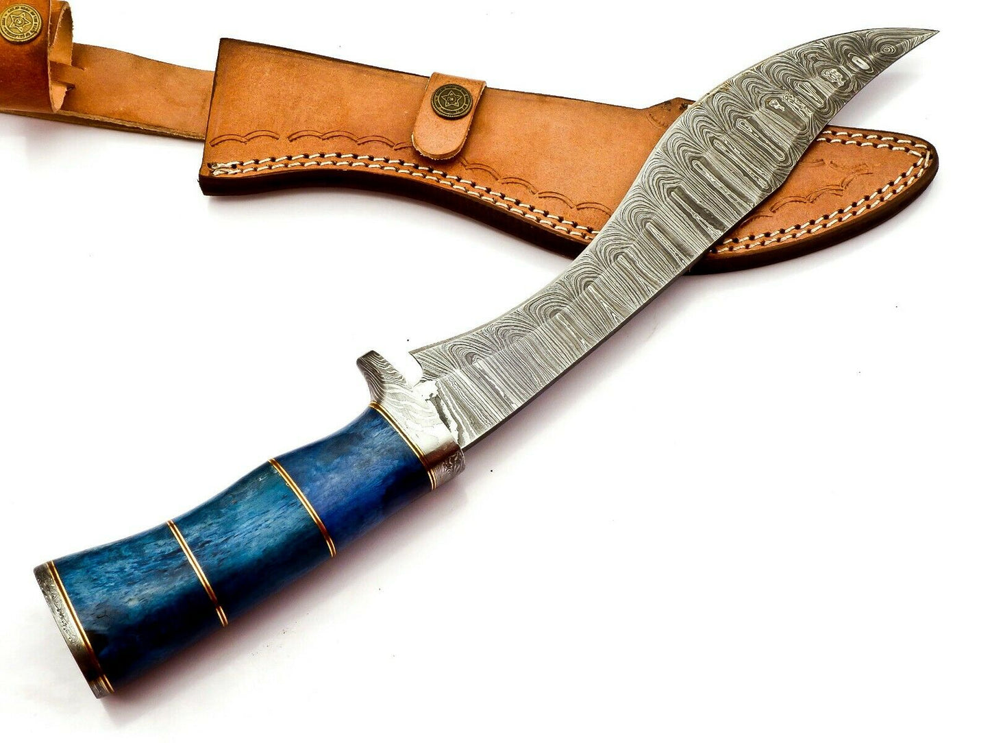 Handmade Damascus Steel 14.5 Inches Bowie Knife - Camel Bone Handle With Sheath