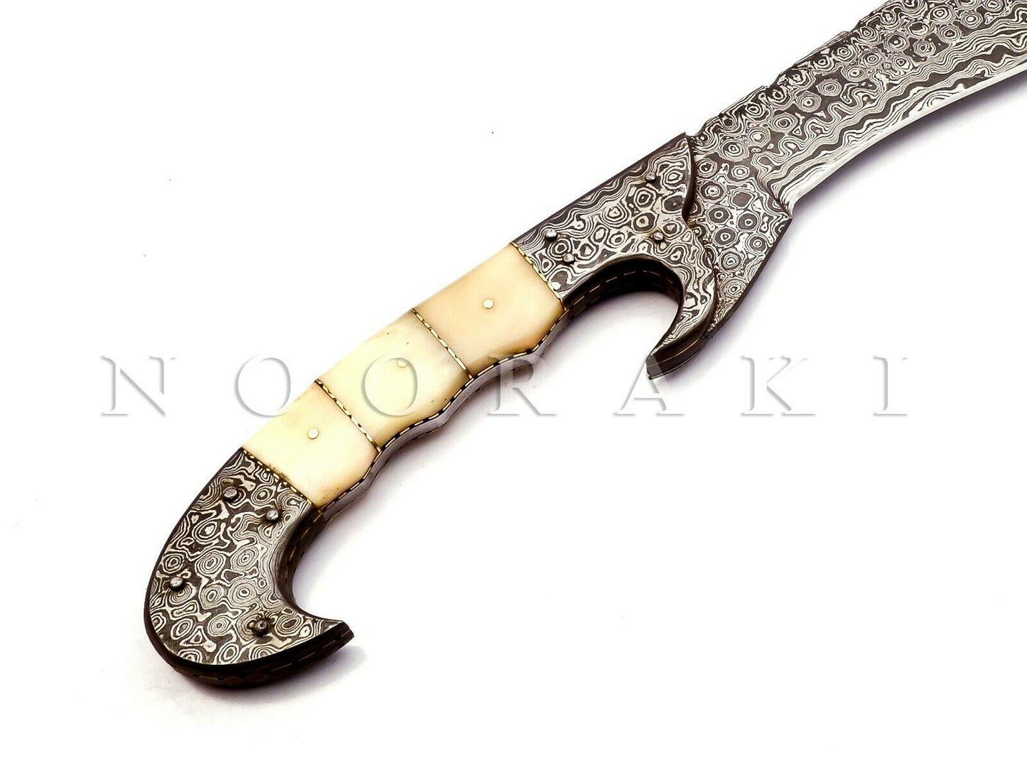 Handmade Damascus Steel Machete/Kukri Knife Full Tang Camel Bone Handle 18 inch