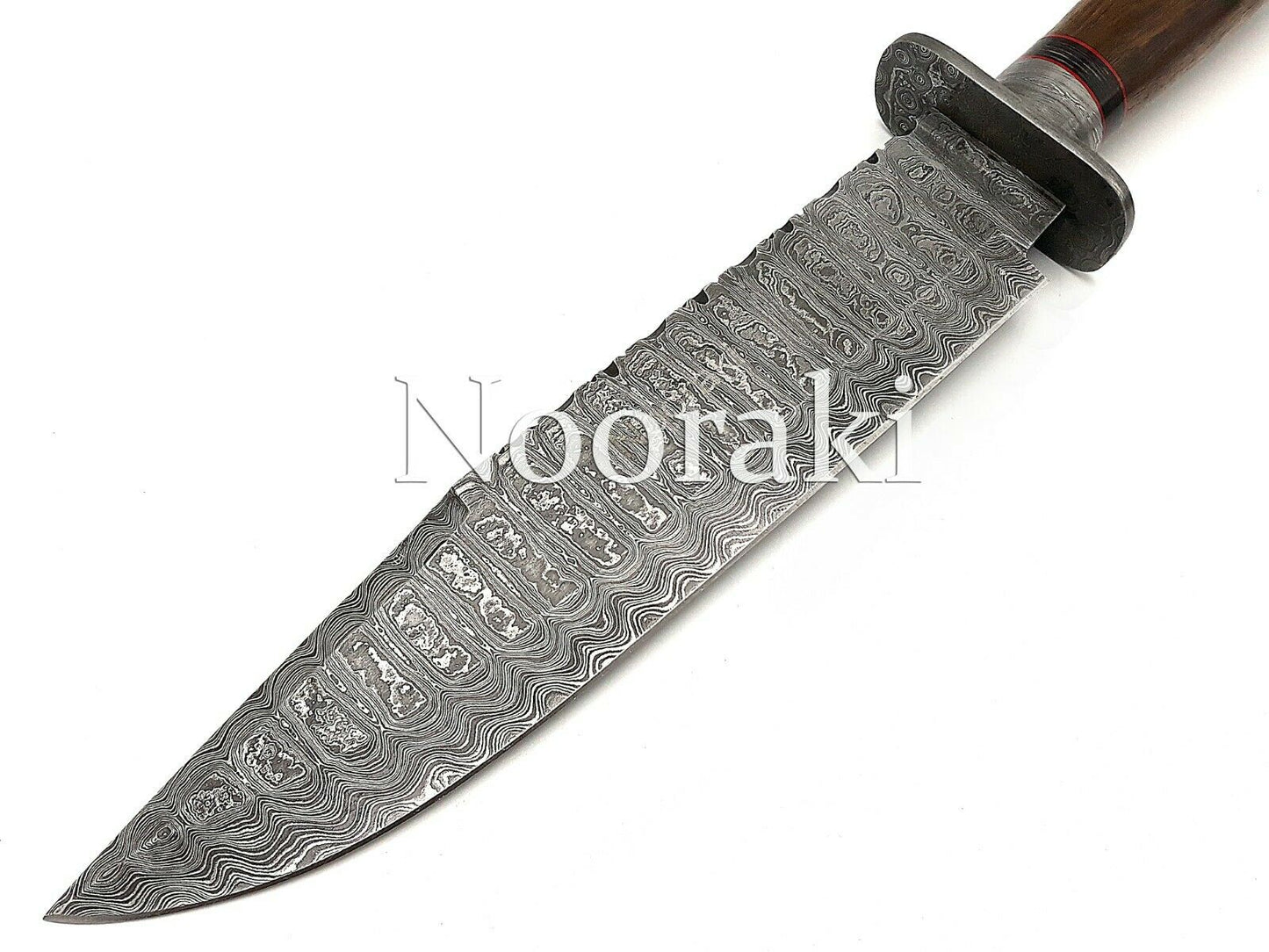 Handmade Damascus Bowie 16 Damascus Guard Wood Handle With Leather Sheath