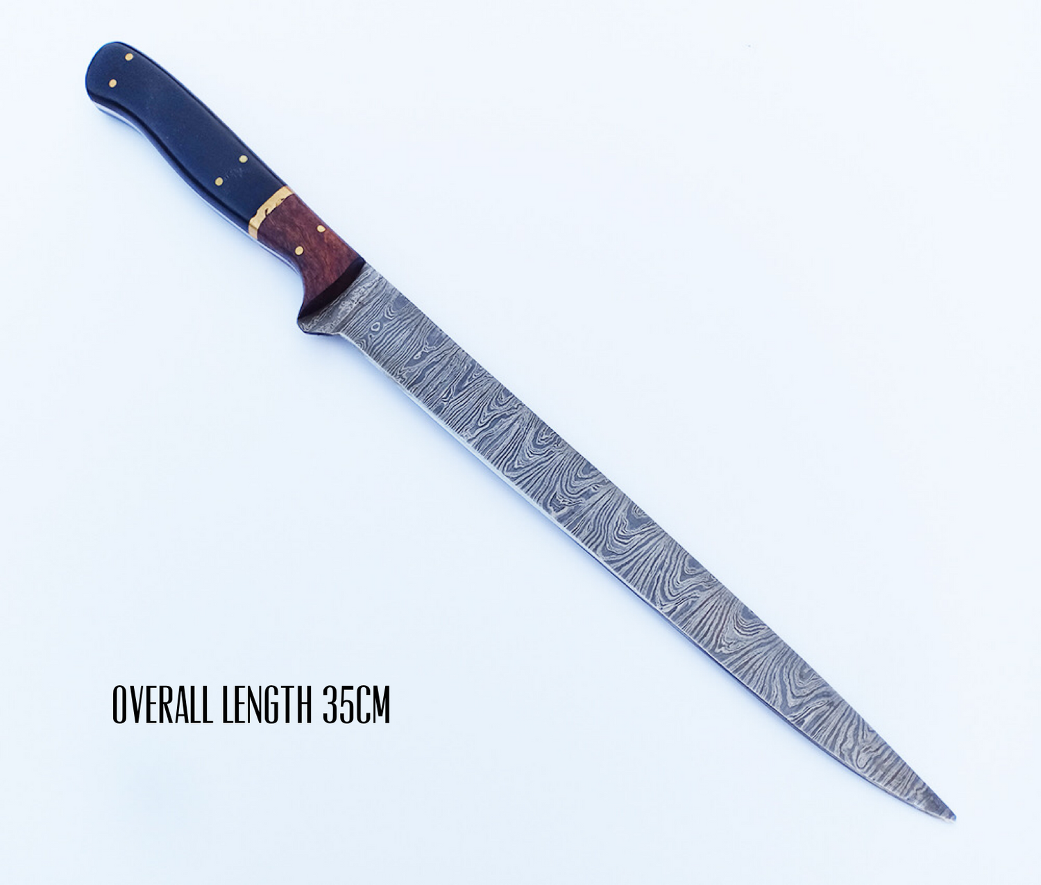 Handmade Damascus Steel Large Fillet Knife Hunting Fishing, Full Tang