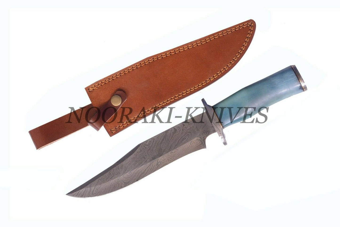 Handmade Damascus Bowie knife Twisted Pattern on sharp Blade Tinted Camel Bone