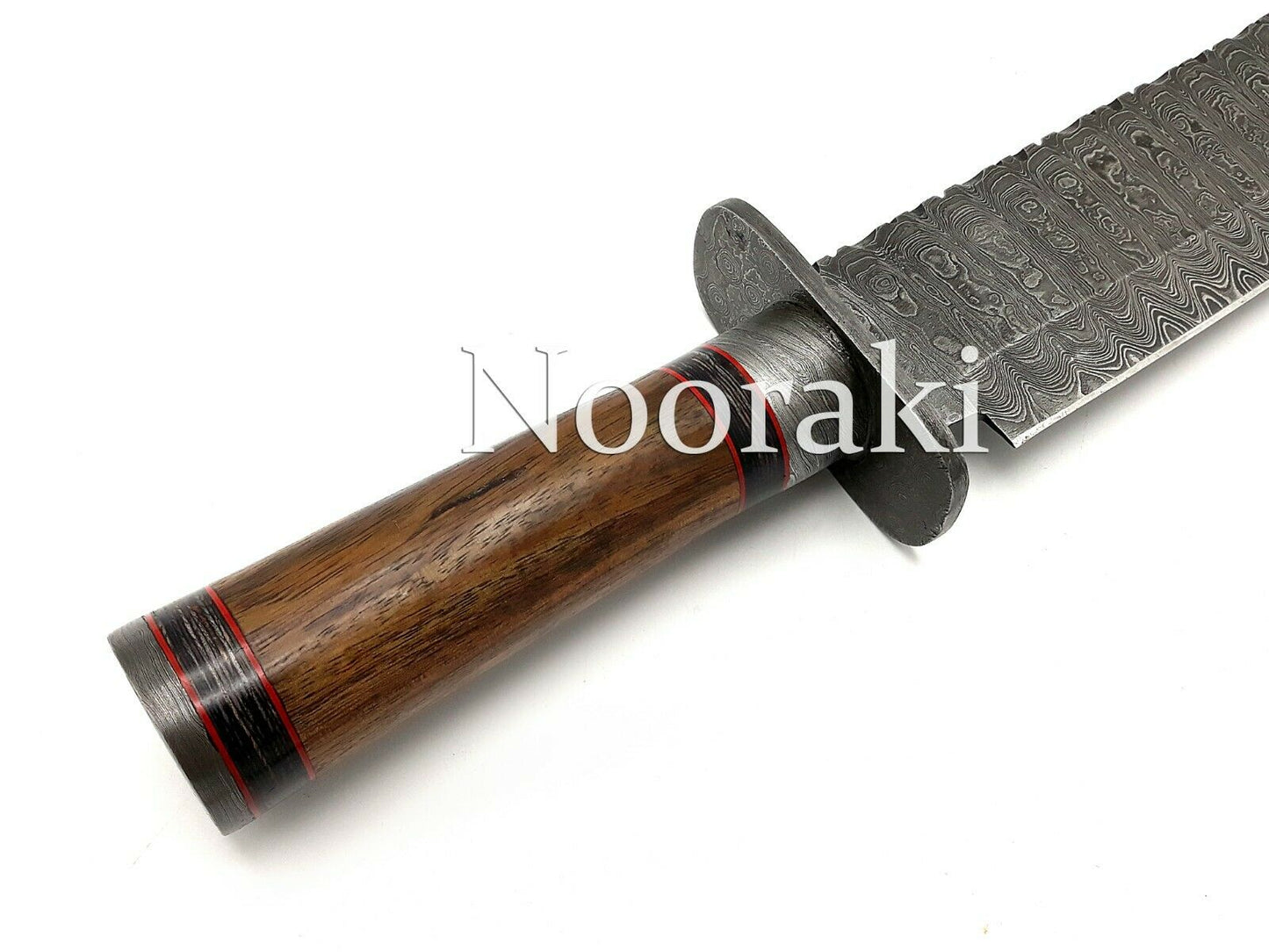 Handmade Damascus Bowie 16 Damascus Guard Wood Handle With Leather Sheath