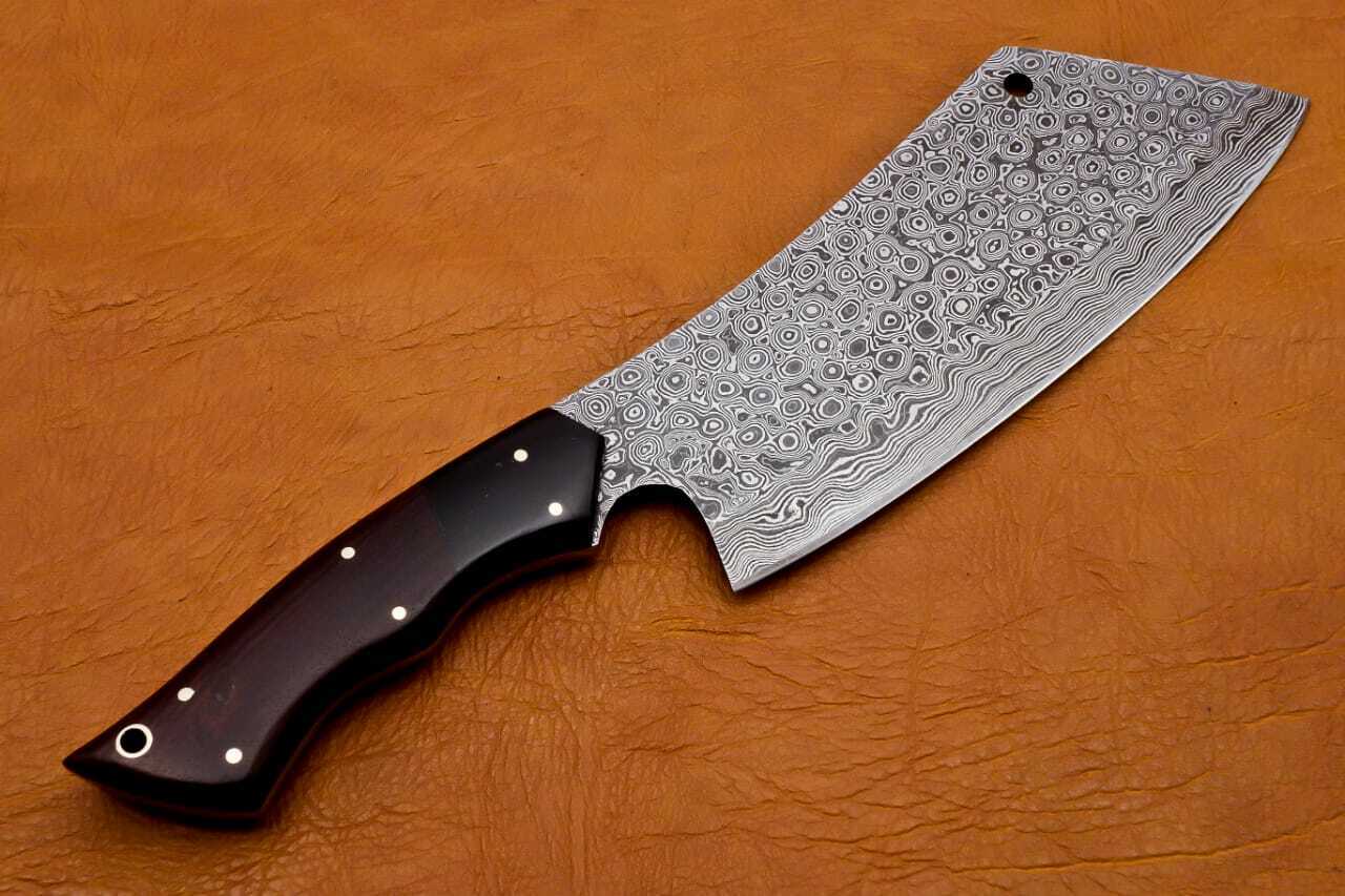 Handmade Damascus chef cleaver 256 layers With Leather Sheath Full Tang, Ck106