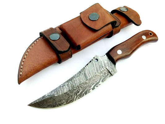 Hand Damascus Mini Bowie Hunting Knife 224 Layers With Sheath Full Tang HK- 80