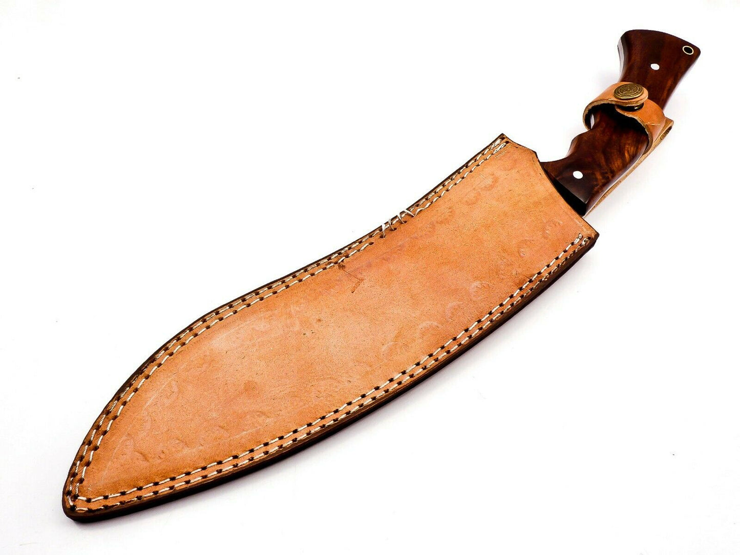 Handmade Kukri Knife Damascus Steel Full Tang Rosewood Handle With Scabbard 15in