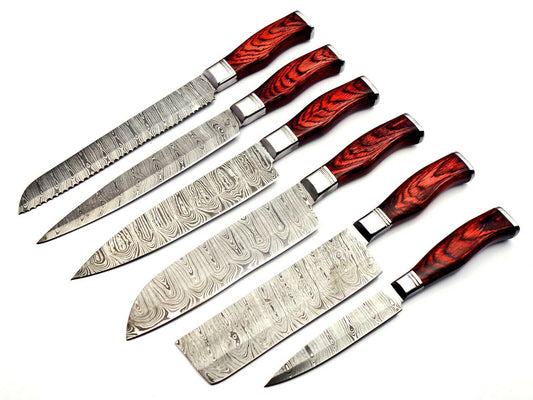Professional Handmade Kitchen/Chef's Knives Set Damascus Steel with leather case