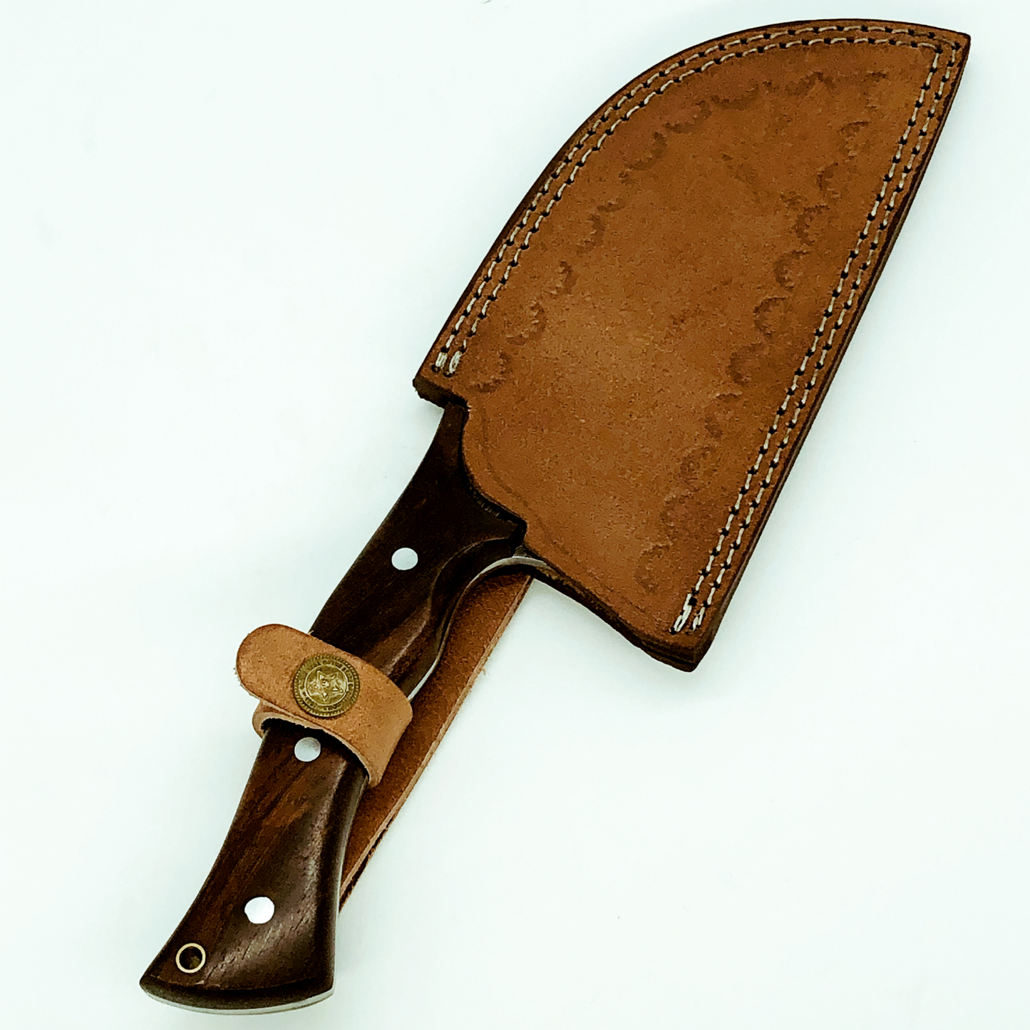 Damascus Multi-layers Chef Cleaver Kitchen Knife With Leather Sheath Full Tang