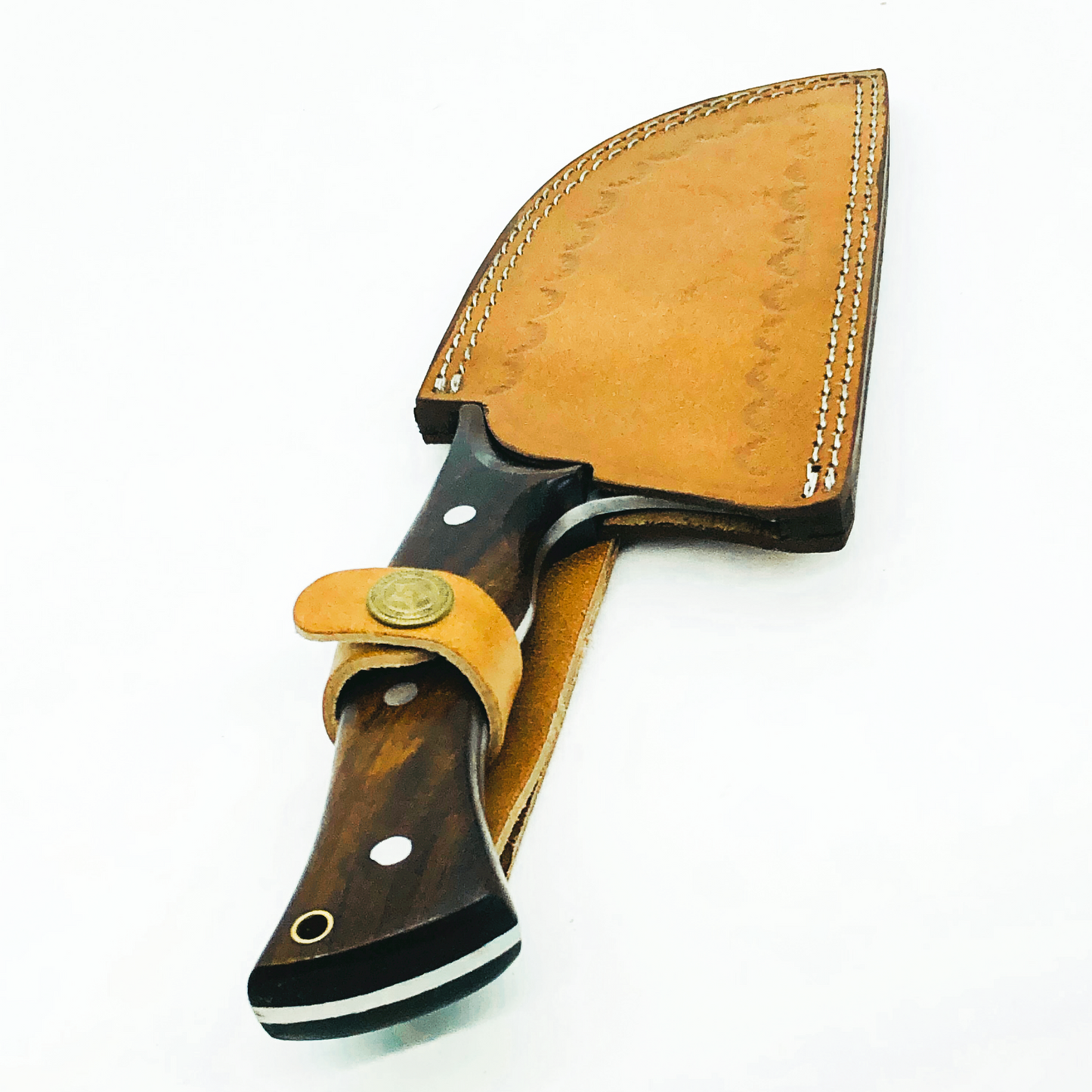 Damascus Multi-layers Chef Cleaver Kitchen Knife With Leather Sheath Full Tang