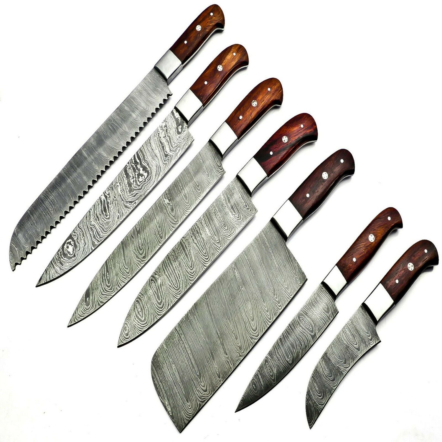Handmade Damascus Steel Kitchen Knife Set 167 Layers Full Tang With Leather  Bag