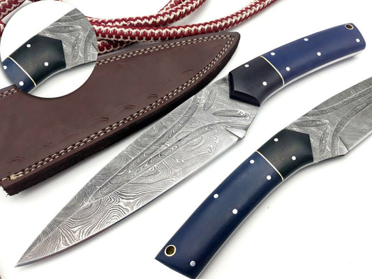 Handmade Damascus Steel Full Tang Knife - Razor Sharp Blade 29cm, W/ Sheath BK69