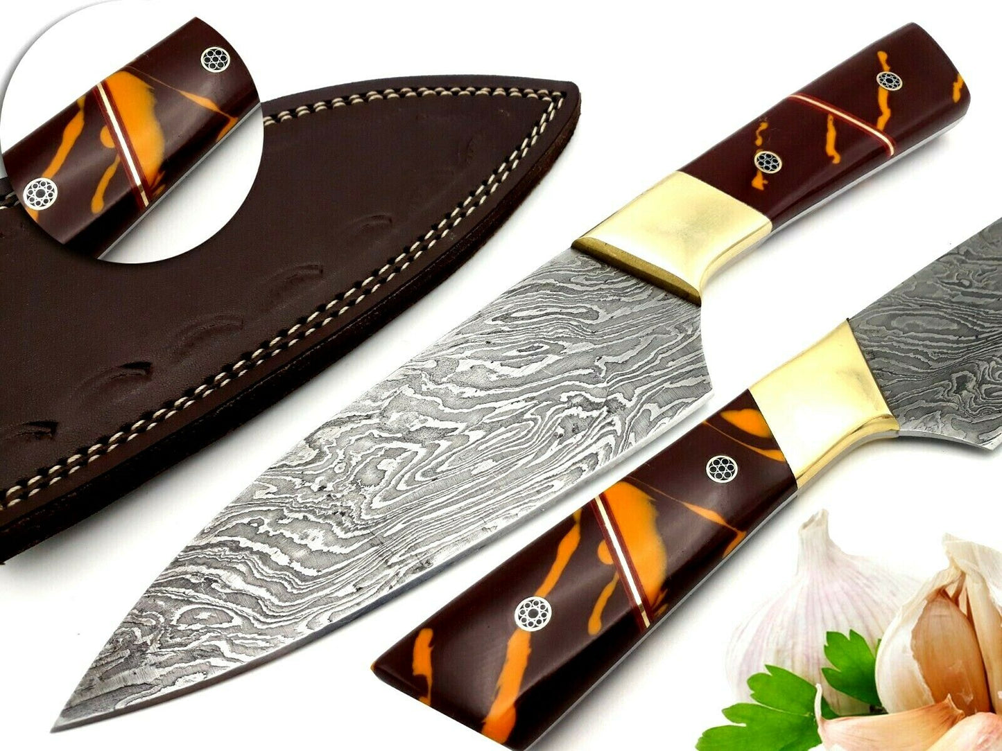 Masterfully Crafted 10-Inch Damascus Chef's Knife: Unrivaled Sharpness, Full Tang Design, Complete with Sheath"