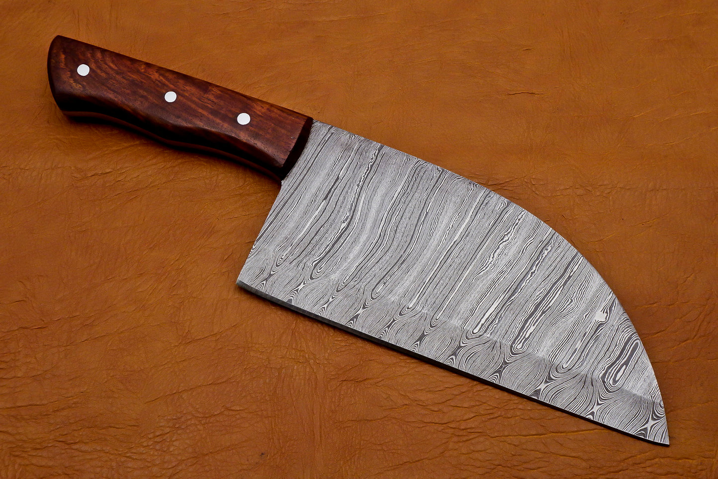 Handmade Damascus Chef Cleaver Knife W/Sheath Full Tang Walnut Wood Handle 12inc