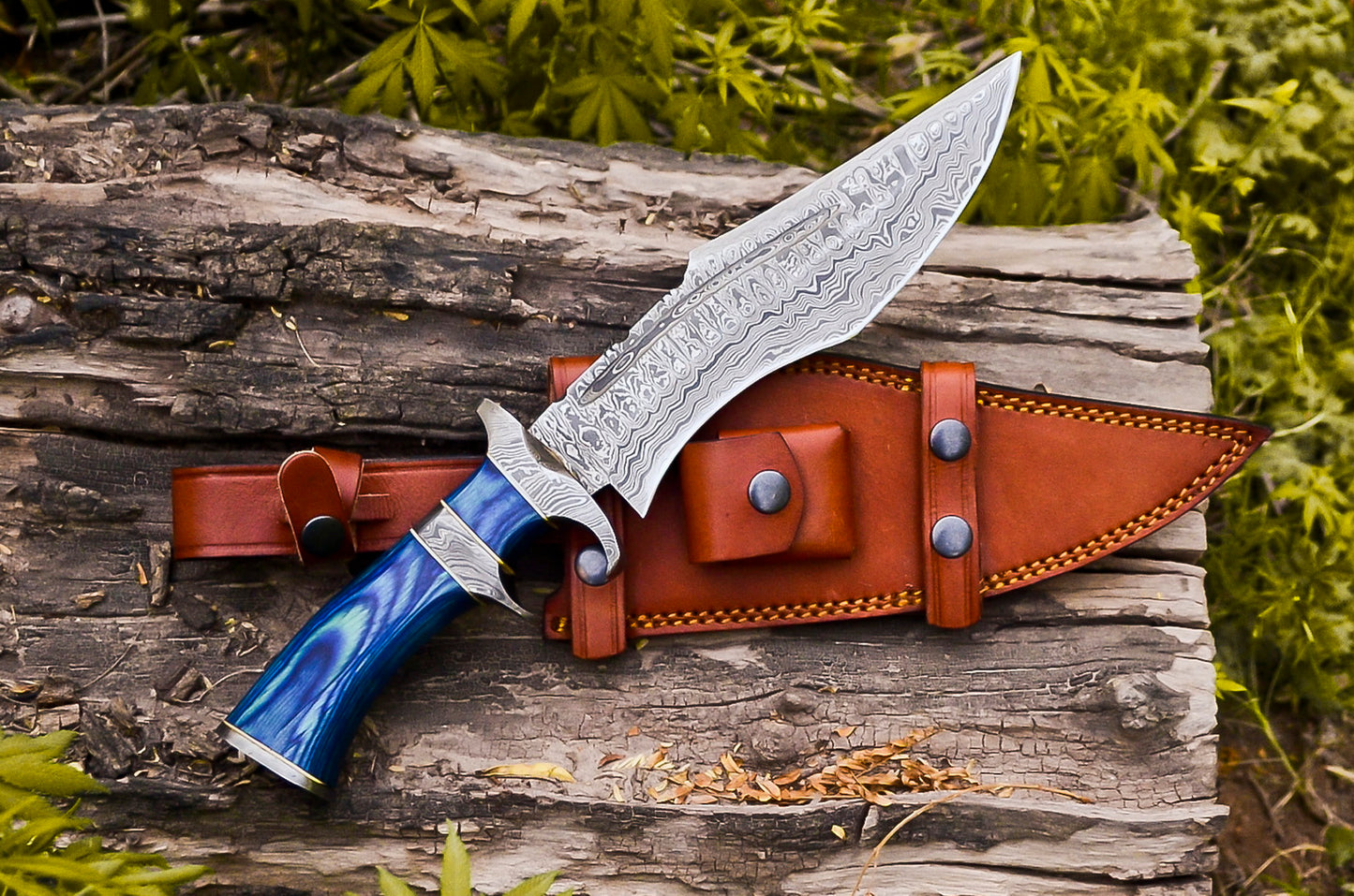 Handmade Damascus Survival Hunting Knife, Bowie knife, multi tool knife, collection knife, With Sheath,