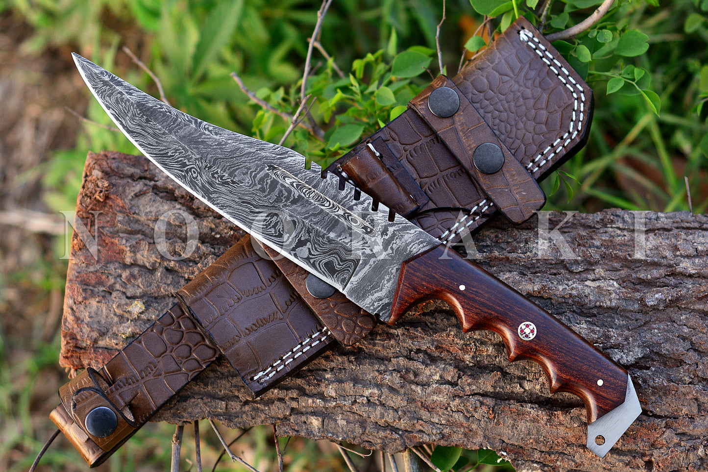 Premium Handmade Damascus Steel Hunting Knife with Sheath Full Tang 12 inches BK350