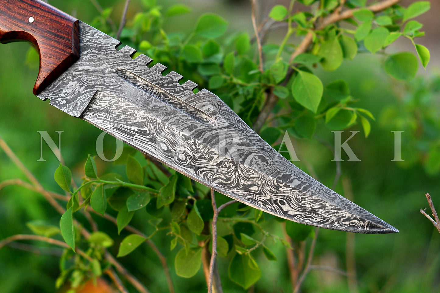 Premium Handmade Damascus Steel Hunting Knife with Sheath Full Tang 12 inches BK350