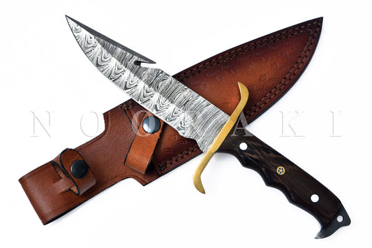 The Damascus Hunter: A 12" Full Tang Masterpiece for Survival and Adventure"