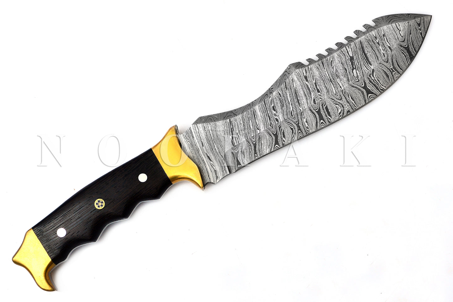 Handmade Damascus Steel 12 Inches Bowie Knife - Full Tang Handle, Fire Pattern, Hunting Throwing camping knife