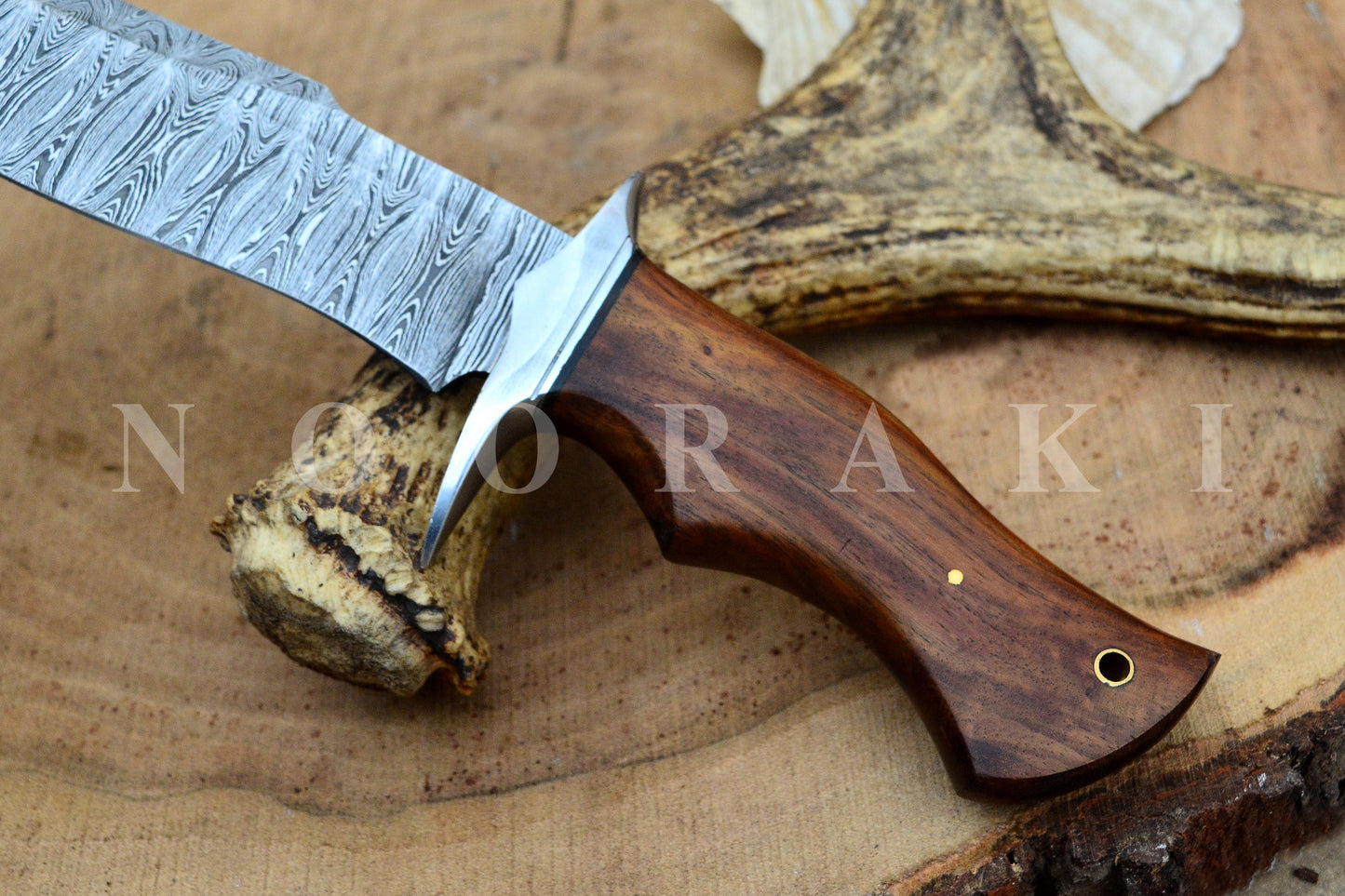Handmade Damascus Steel Fixed Blade Hunting Knife, Multipurpose 12" with Sheath