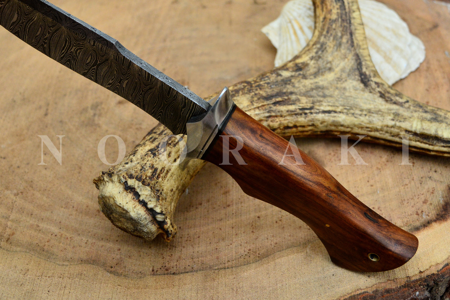 Handmade Damascus Steel Fixed Blade Hunting Knife, Multipurpose 12" with Sheath