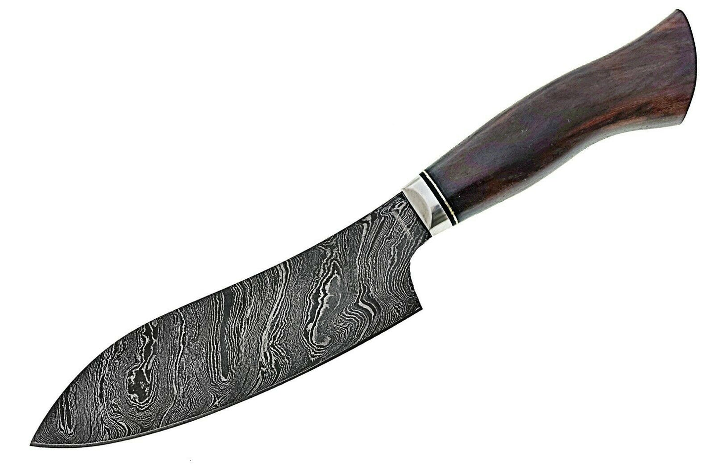 Hand Forged Damascus Chef/ Kitchen Knife With Leather Sheath 33cm